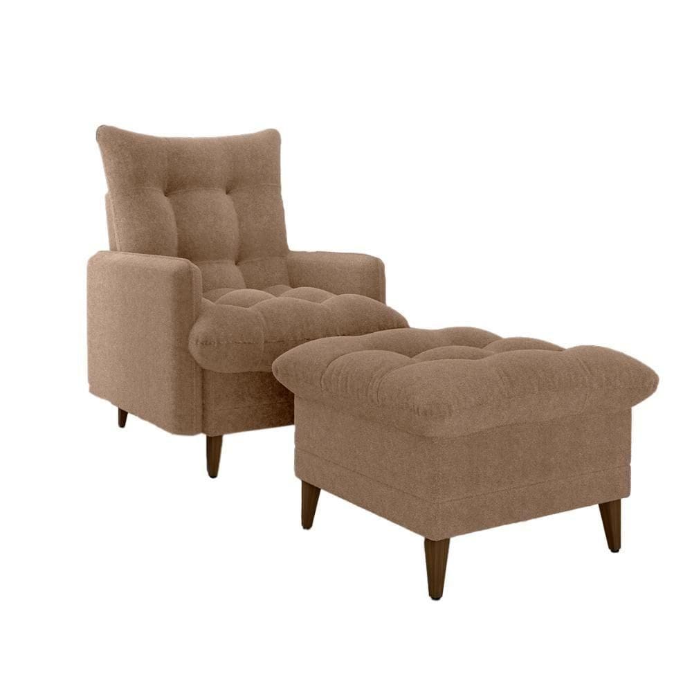 Poltrona De Amamentação Com Puff Montreal Boucle Marrom Matrix Boucle Marrom