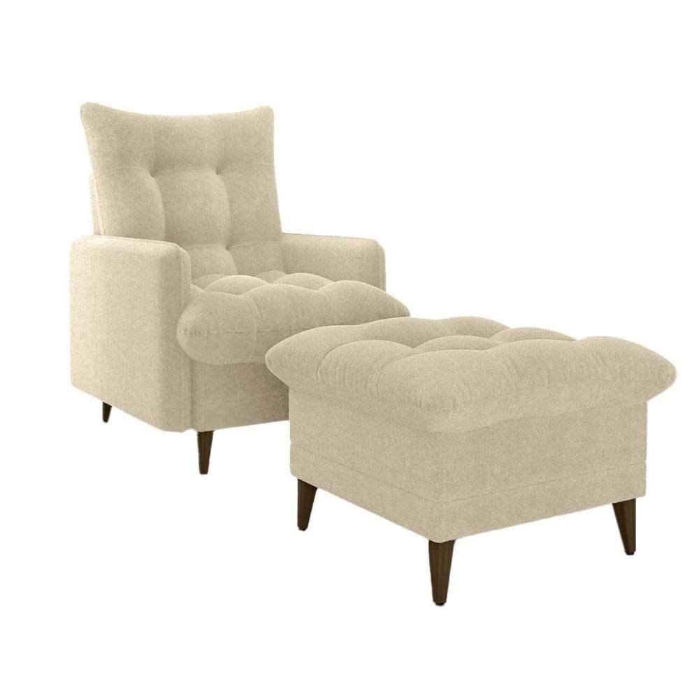 Poltrona De Amamentação Com Puff Montreal Boucle Bege Matrix Boucle Bege