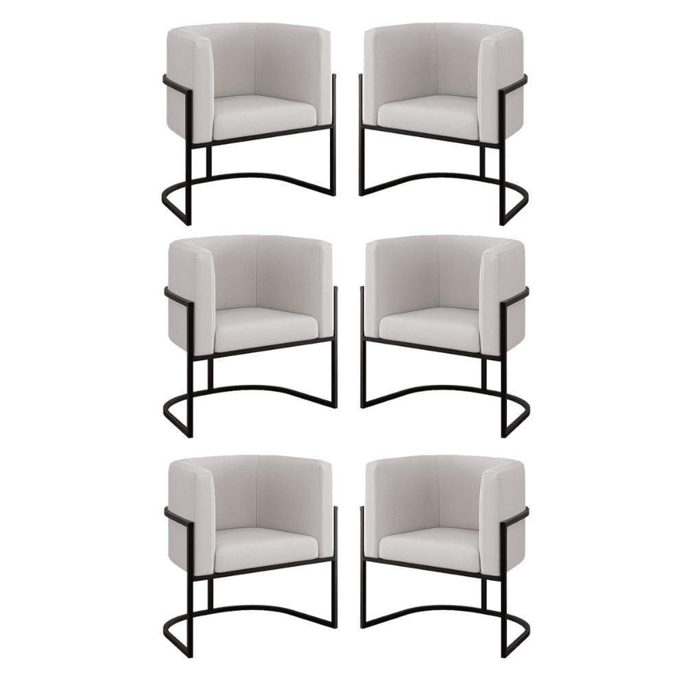 Kit 6 Cadeiras Poltrona Lua Veludo Sala Quarto Balaqui