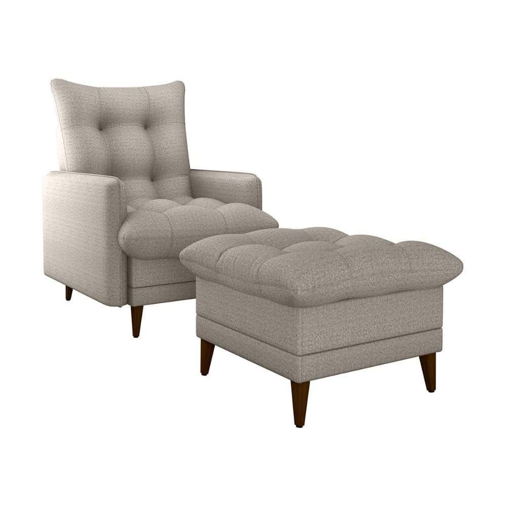 Poltrona De Amamentação Com Puff Montreal Linho Cinza Matrix Linho Cinza