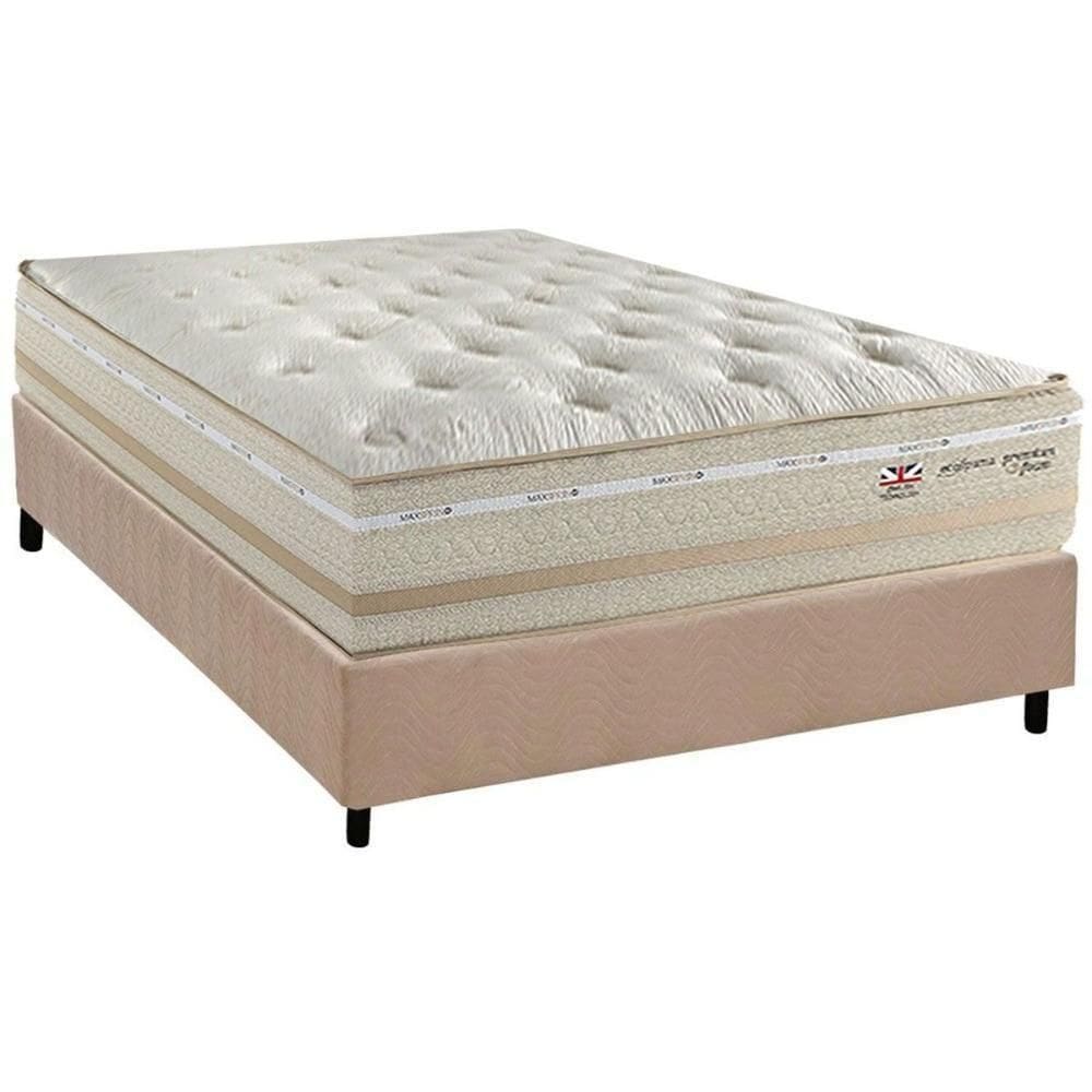 Conjunto Box Casal: Colchão Molas Herval Maxspring C1626 + Base Crc Suede Clean (138x188)