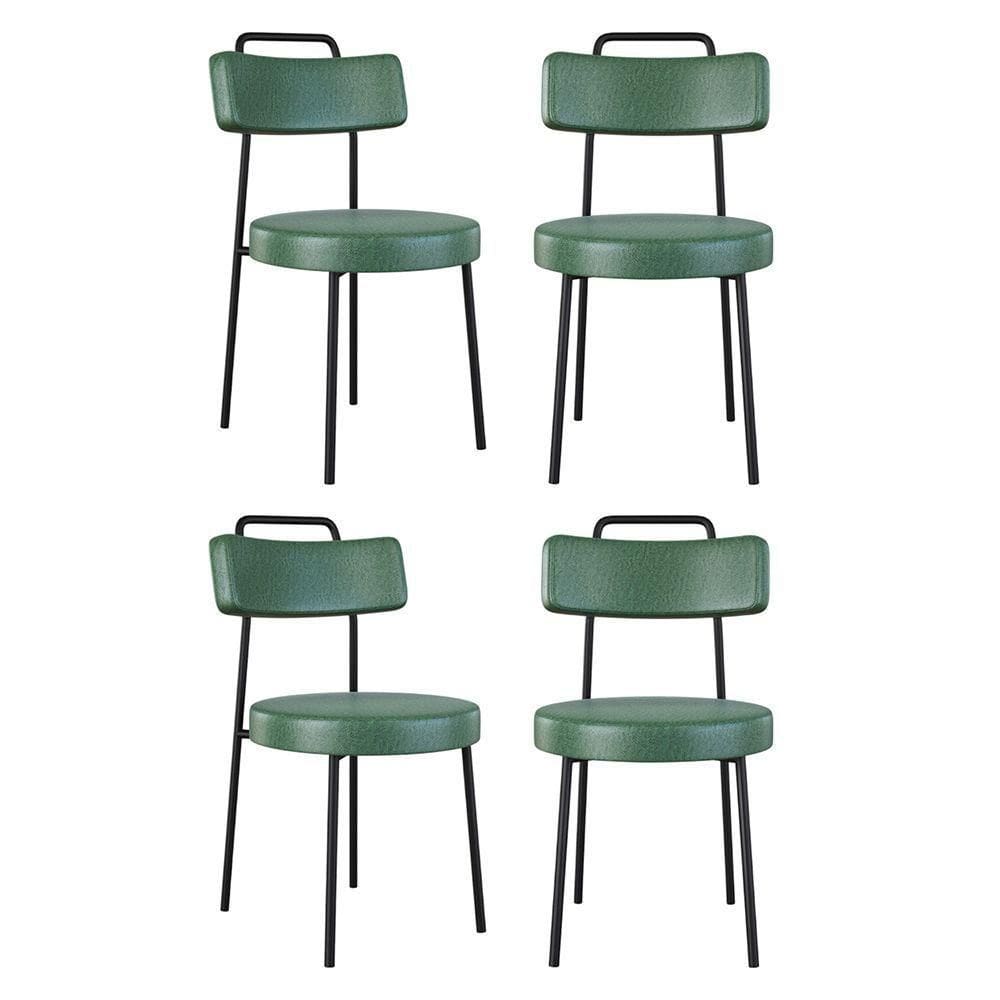 Kit 04 Cadeiras Sala De Jantar Kobe Estofada Com Encosto Couríssimo Verde - Abmaza