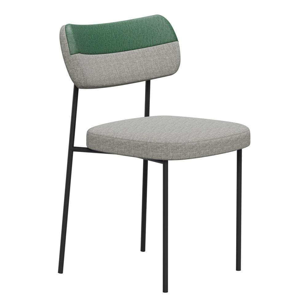 Cadeira Sala De Jantar Lila Estofada Com Encosto Couríssimo Verde Linho Cinza - Abmaza