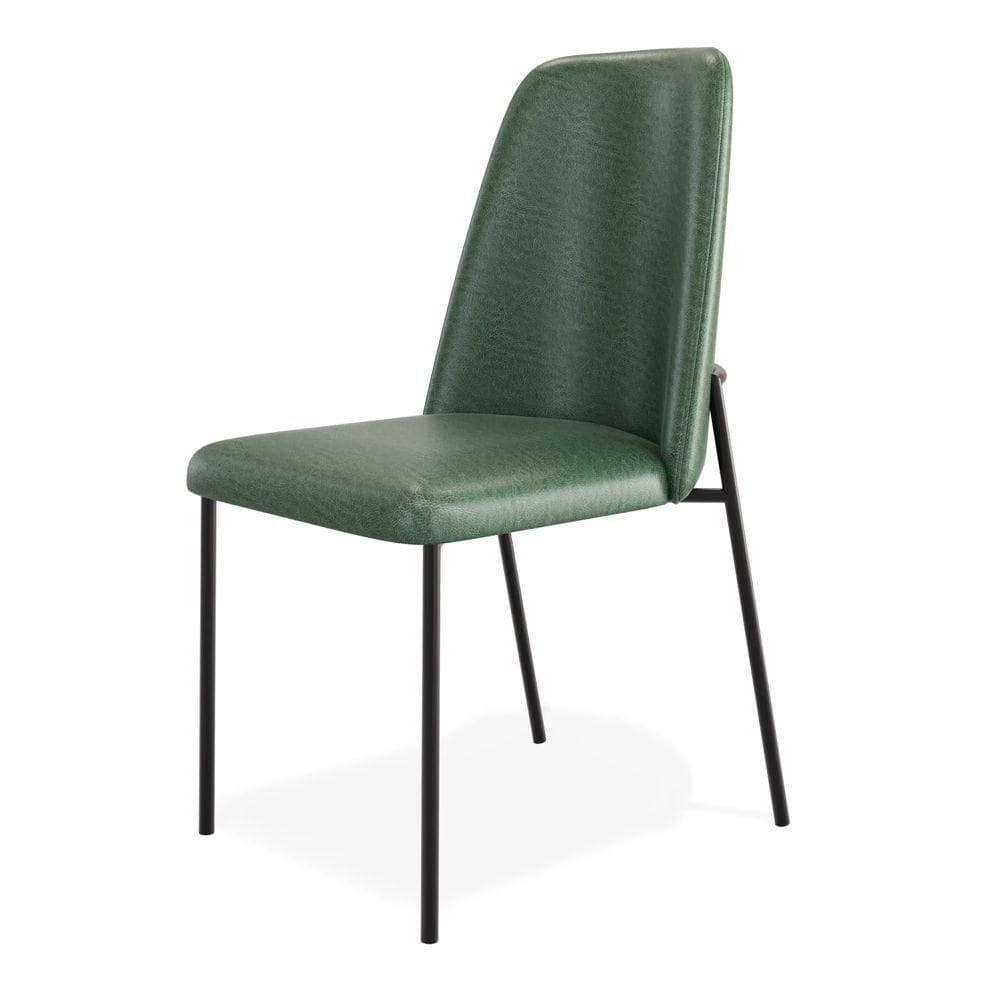 Cadeira Sala De Jantar Lior Com Encosto Estofado Base Preta Couríssimo Verde - Abmaza