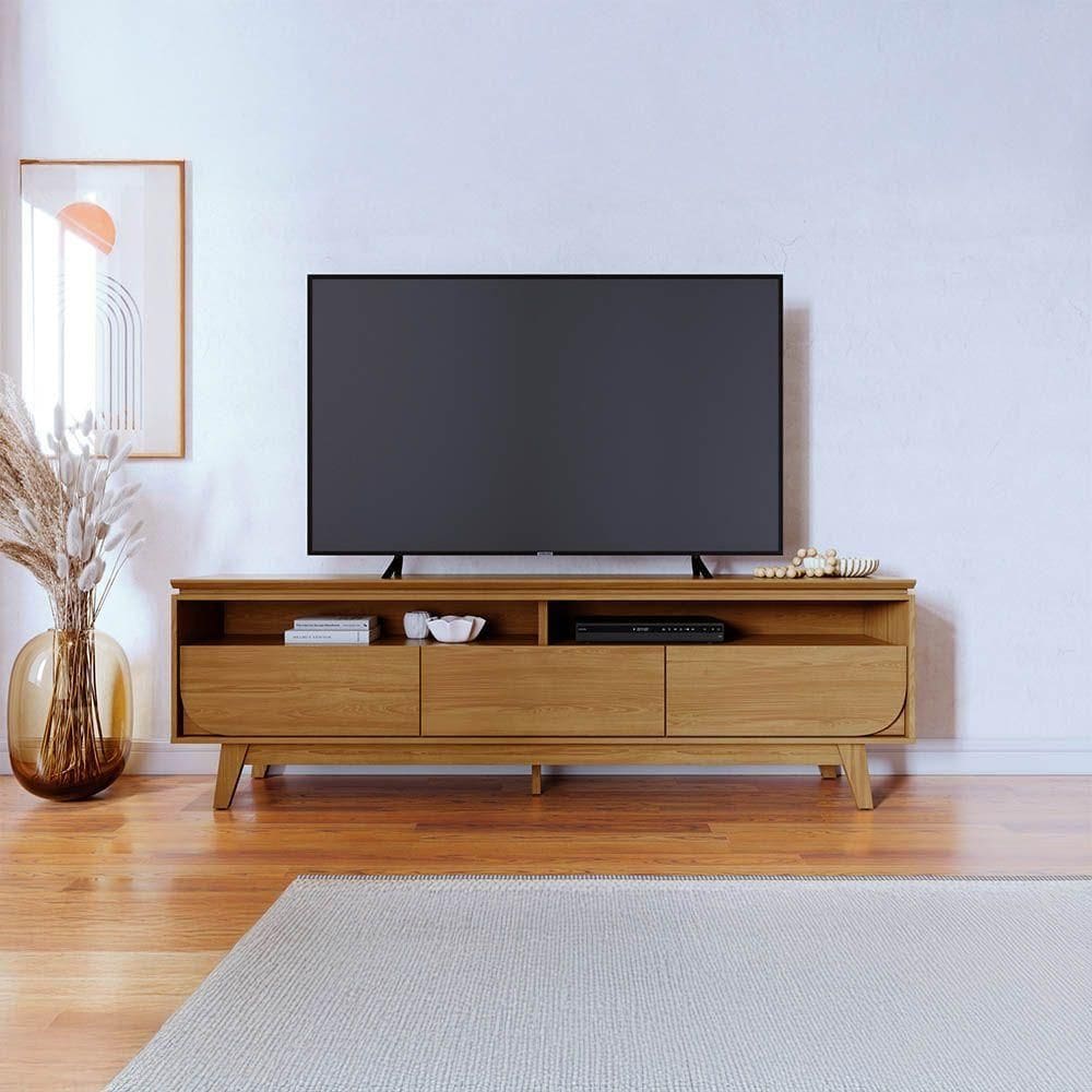 Rack Tv 75 Pol 200cm Bancada Para Sala Elarin M20 - D`rossi Cor Cumaru