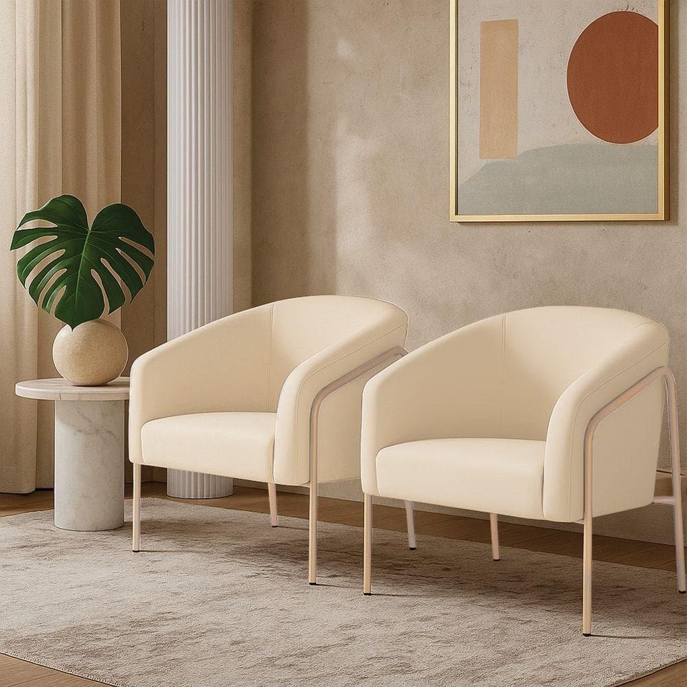 Poltrona Sala Industrial Alta Champanhe Kit 2 Stella Veludo Bege D03 - D`rossi