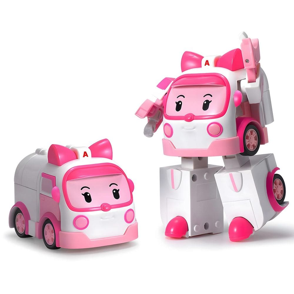 Robô transformador de âmbar Toy Robocar Poli com 4 veículos 1-5y