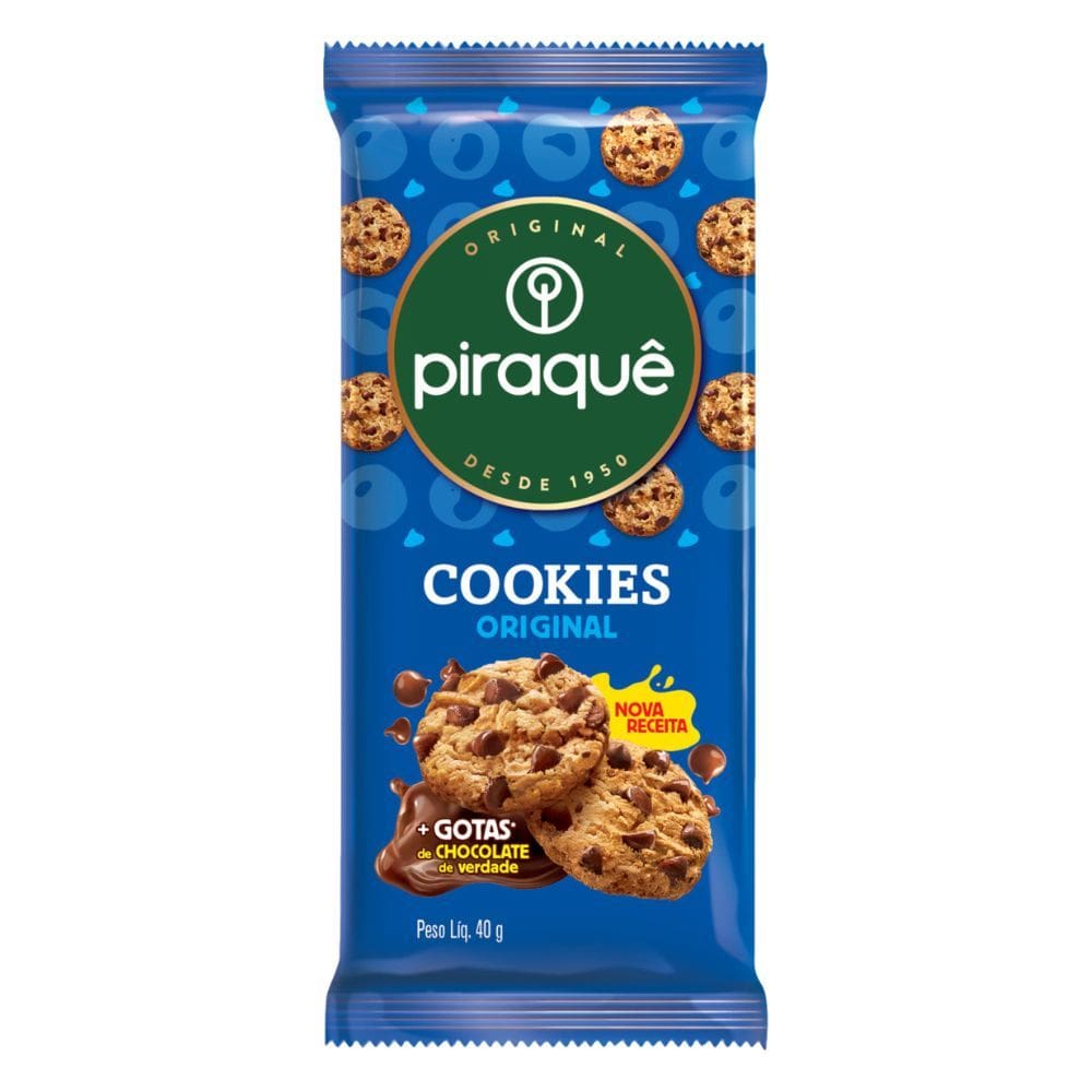 Cookies Piraquê Baunilha com Gotas de Chocolate 40g