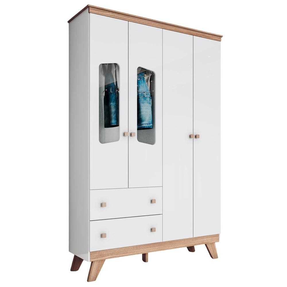 Guarda Roupa Infantil 4 Portas 131 cm Confete Henn