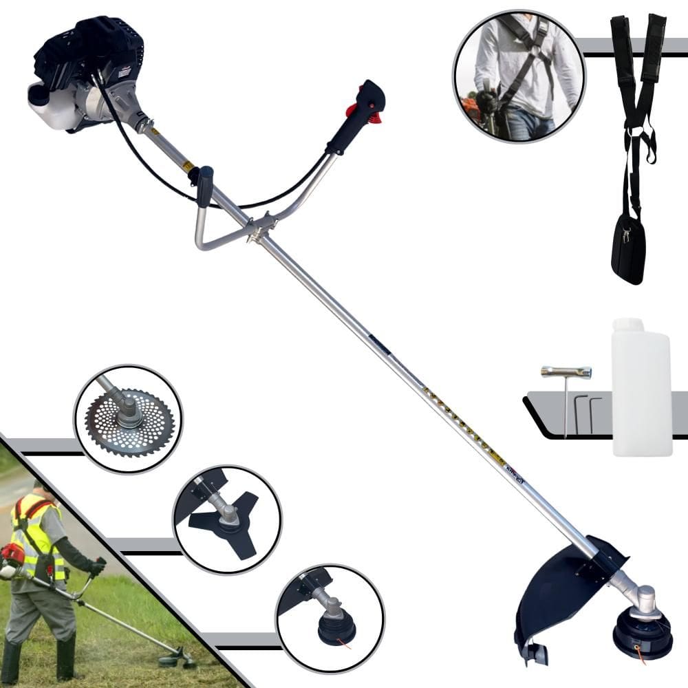 Roçadeira Com Sistema Antivibração RT43LB25A Toyama À Gasolina 2T 43cc 1,7HP Alta Rotação Completo Com Carretel Nylon + Faca 3 Pontas + Faca 40 Dentes