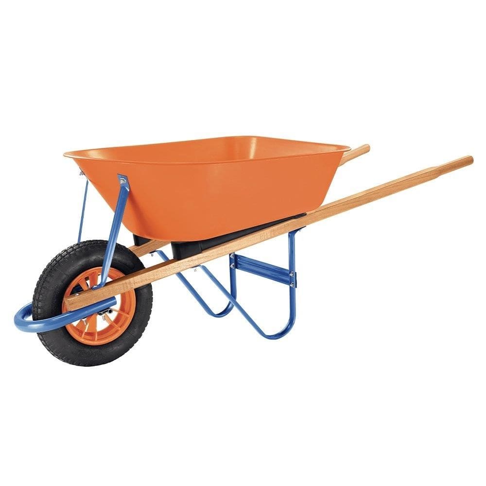 Carrinho de Mão Tramontina 55L - Chassi em Madeira Cacamba de Plástico Pneu com Câmara 3,25/8”