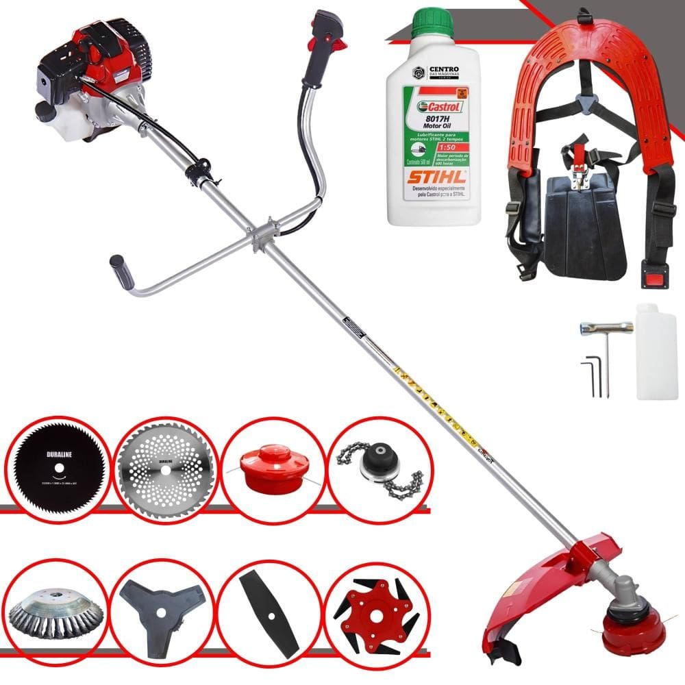Roçadeira Com Sistema Anti-Vibração Toyama RT43L À Gasolina 43cc 1,7HP 10.000rpm Completa Com Carretel de Nylon + 7 Opções de Corte + ÓLEO STIHL 2T