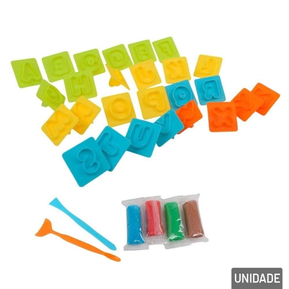 Massinha de Modelar 32 Peças Moldes Letras - Tudo em Caixa