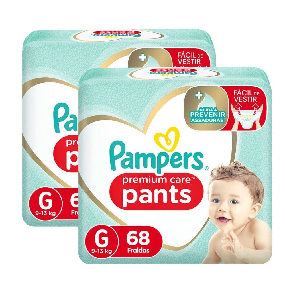 Kit 2 Fralda Pampers Pants Premium Care G 68 Unidades