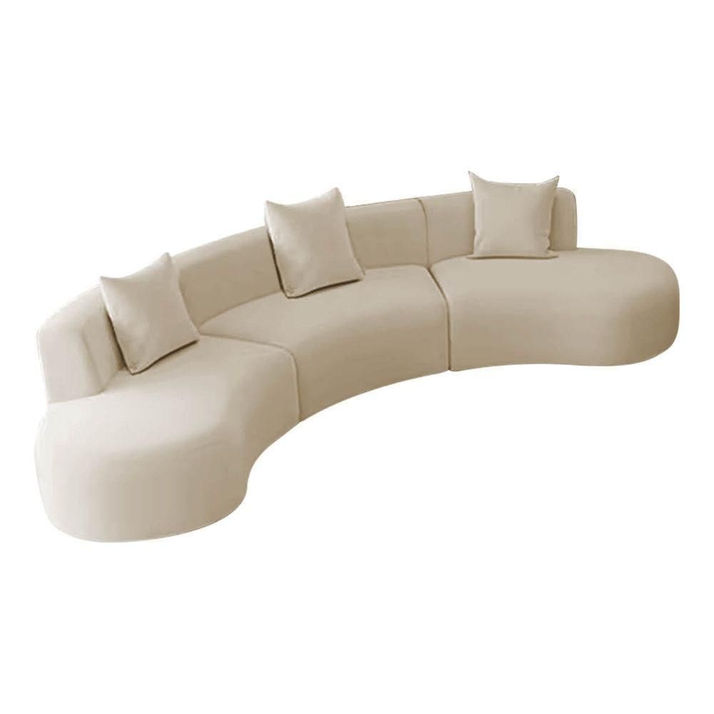 Kit Sofá Modular 4 Lugares 360cm Moderno Curvo Orgânico Duna Bouclé Bege