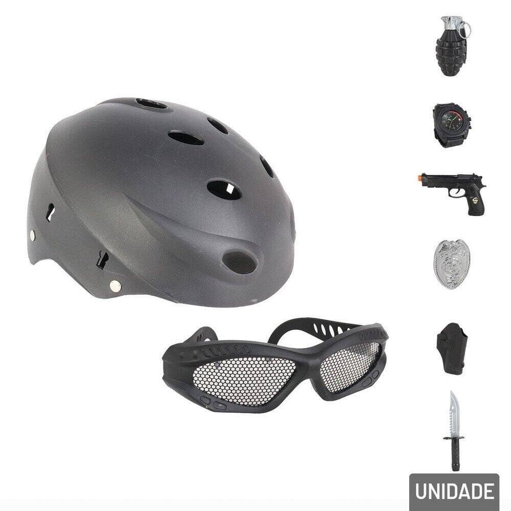 KIT Policial Infantil 08 Acessórios - Tudo em Caixa