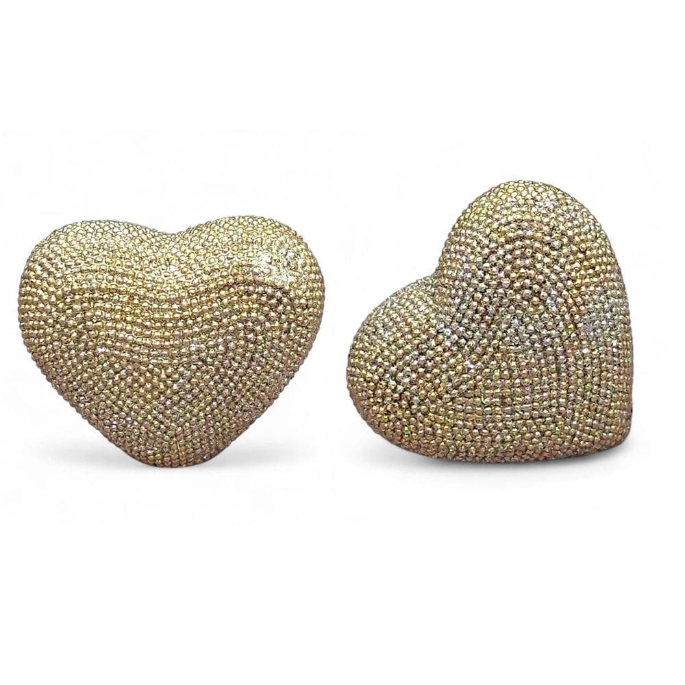 Kit Corações Enfeites de Resina Dourado Brilhante 7 cm