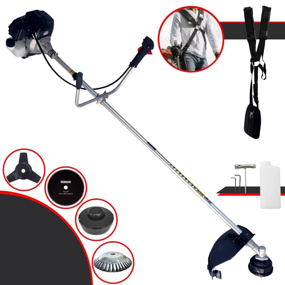 Roçadeira C/ Sistema Antivibração À Gasolina RT43LB25A 43cc 1,7HP Alta Rotação Com Carretel e Lâmina 3 Pontas + EXTRA Lâmina 80 Dentes e Escova de Aço
