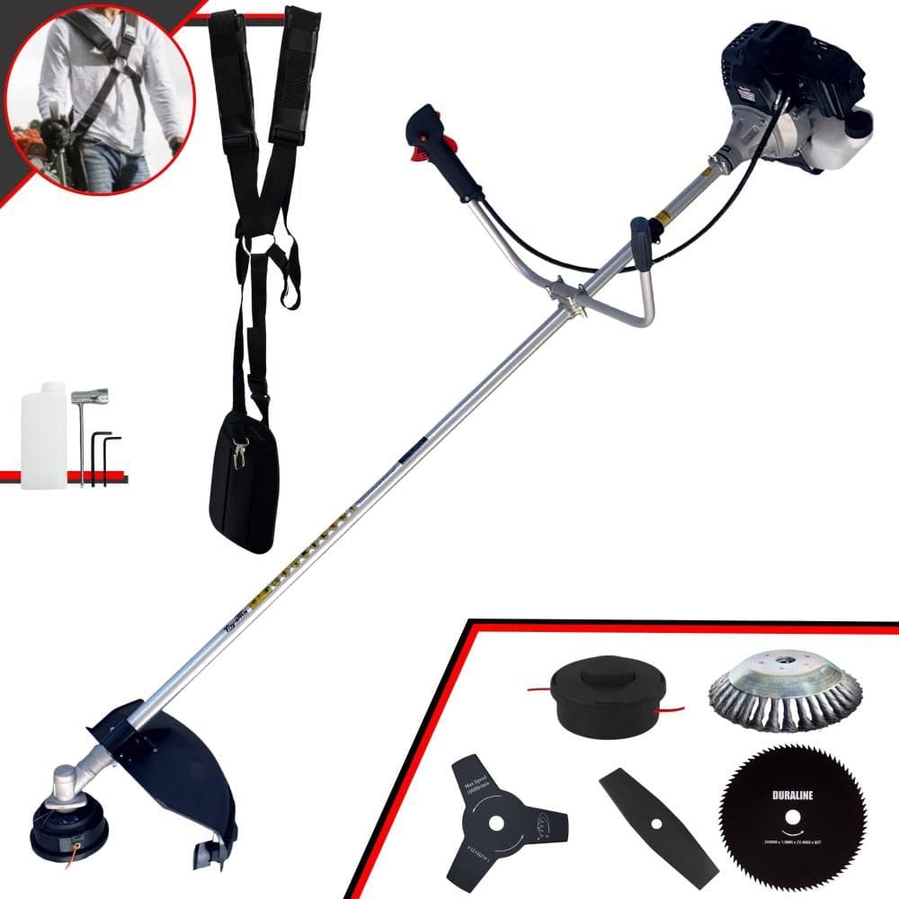 Roçadeira Com Sistema Anti-Vibração RT43LB25A À Gasolina 43cc 1,7HP Com Carretel Nylon e Lâmina 3 Pontas + Lâmina 2 Pontas, Lâmina 80 Dentes e Escova