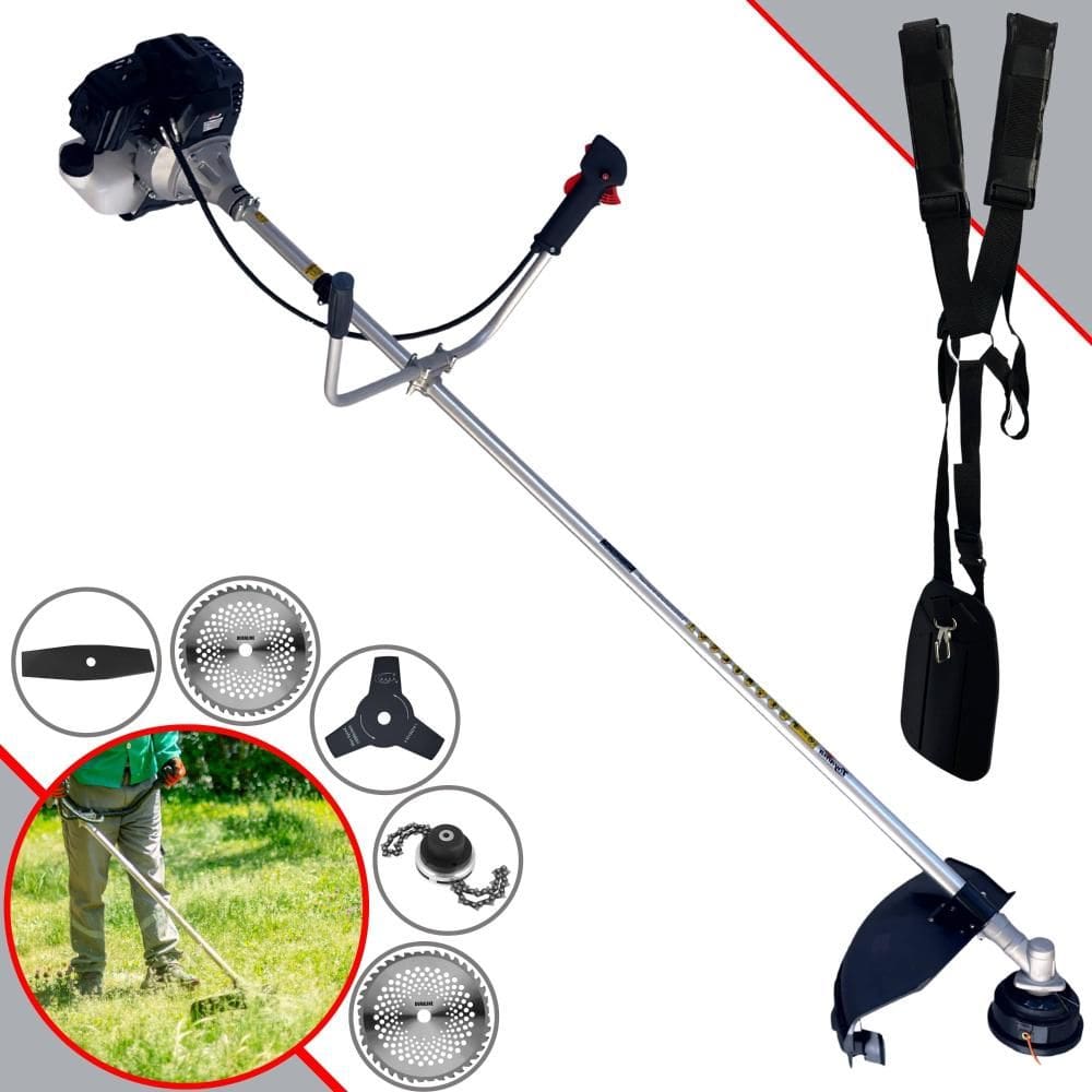 Roçadeira Com Sistema Anti-Vibração Toyama RT43LB-25A À Gasolina 1,7HP 43cc Com Lâmina Facão + Lâmina 3 Pontas + Disco 40 Dentes + Trimmer + Carretel