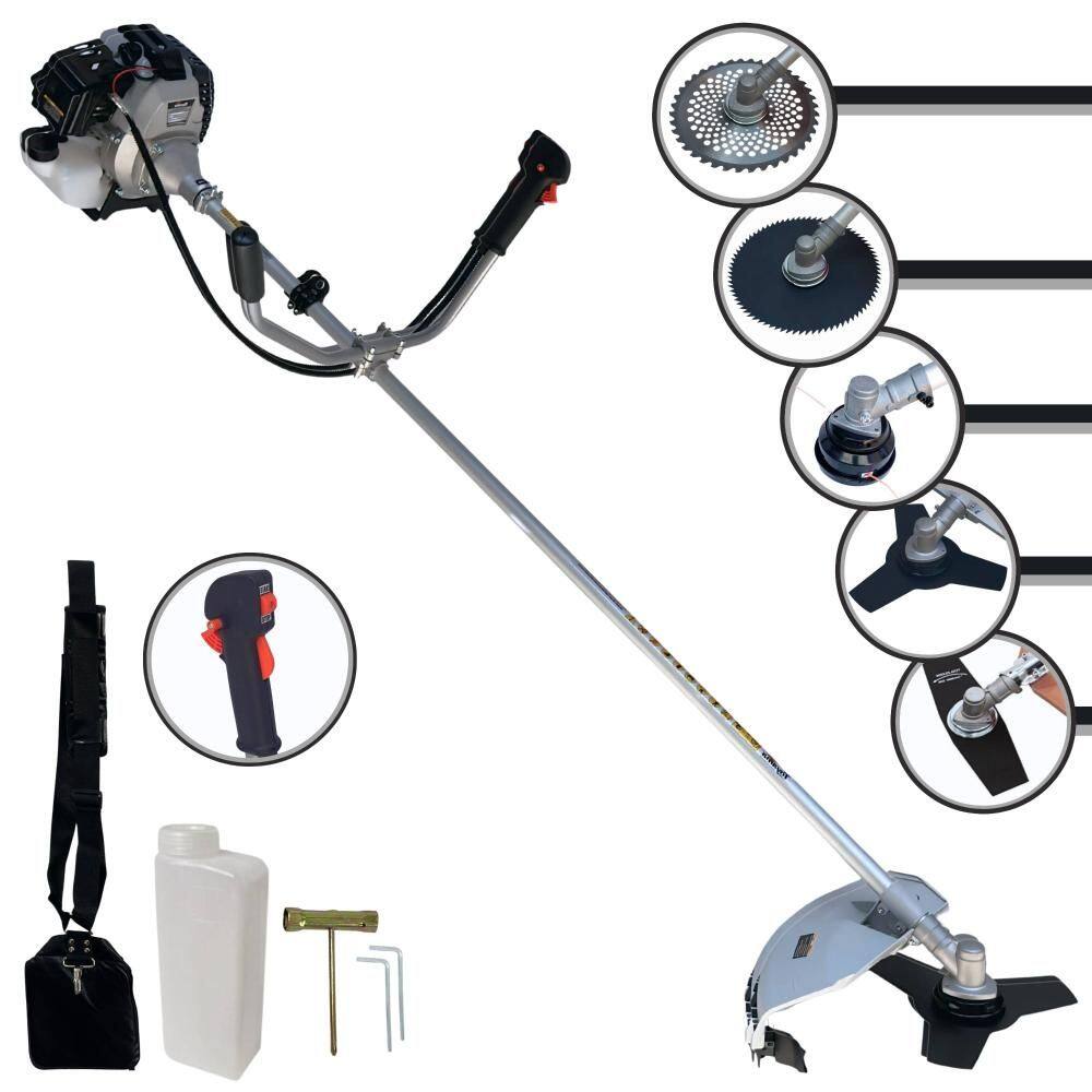 Roçadeira Com Sistema Antivibração Toyama TBC43H À Gasolina 2T 43cc 1,7HP 12.000rpm Multifuncional Completa Com Carretel de Nylon e 4 Lâminas de Corte