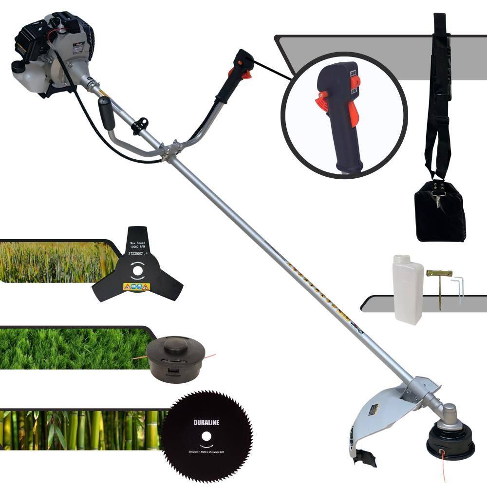 Cortador de Grama Com Sistema Antivibração À Gasolina Toyama TBC43-H 2T 43cc 1,7HP Completa Com Carretel de Nylon + Lâmina 3 Pontas + Lâmina 80 Dentes