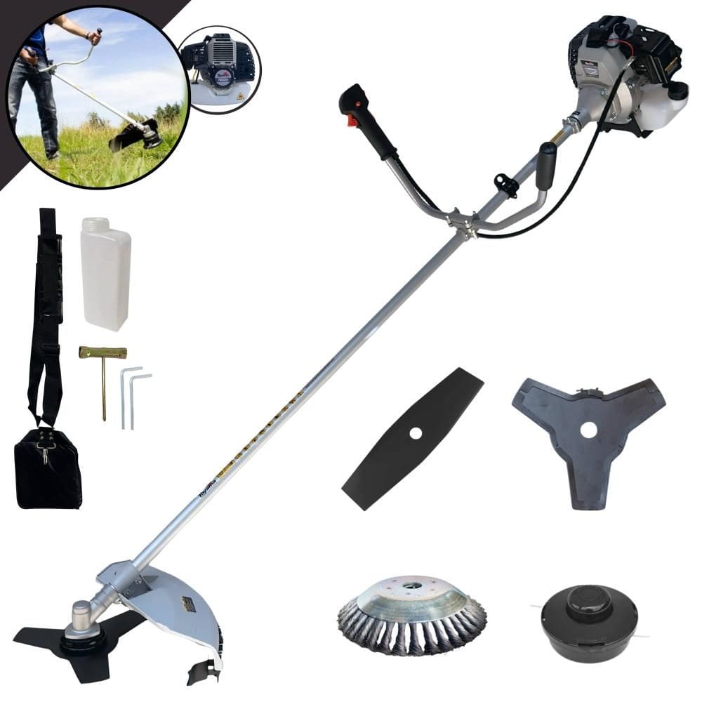 Roçadeira Com Sistema Anti-Vibração À Gasolina TBC43-H 2T 43cc 1,7HP de Alta Performance Com Carretel e Faca 3 Pontas + EXTRA Faca 2 Pontas e Escova