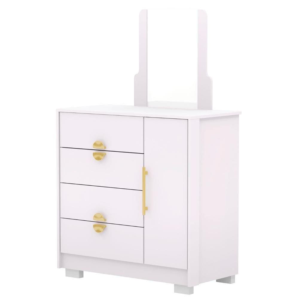 Cômoda Para Quarto 93cm Com Espelho Nara Branco V02 - Mpozenato