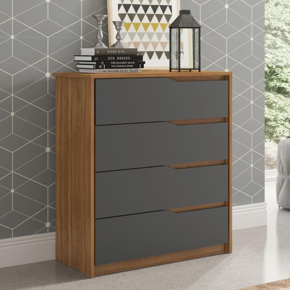 Cômoda 4 Gavetas Atria Amendola/grafito Demobile