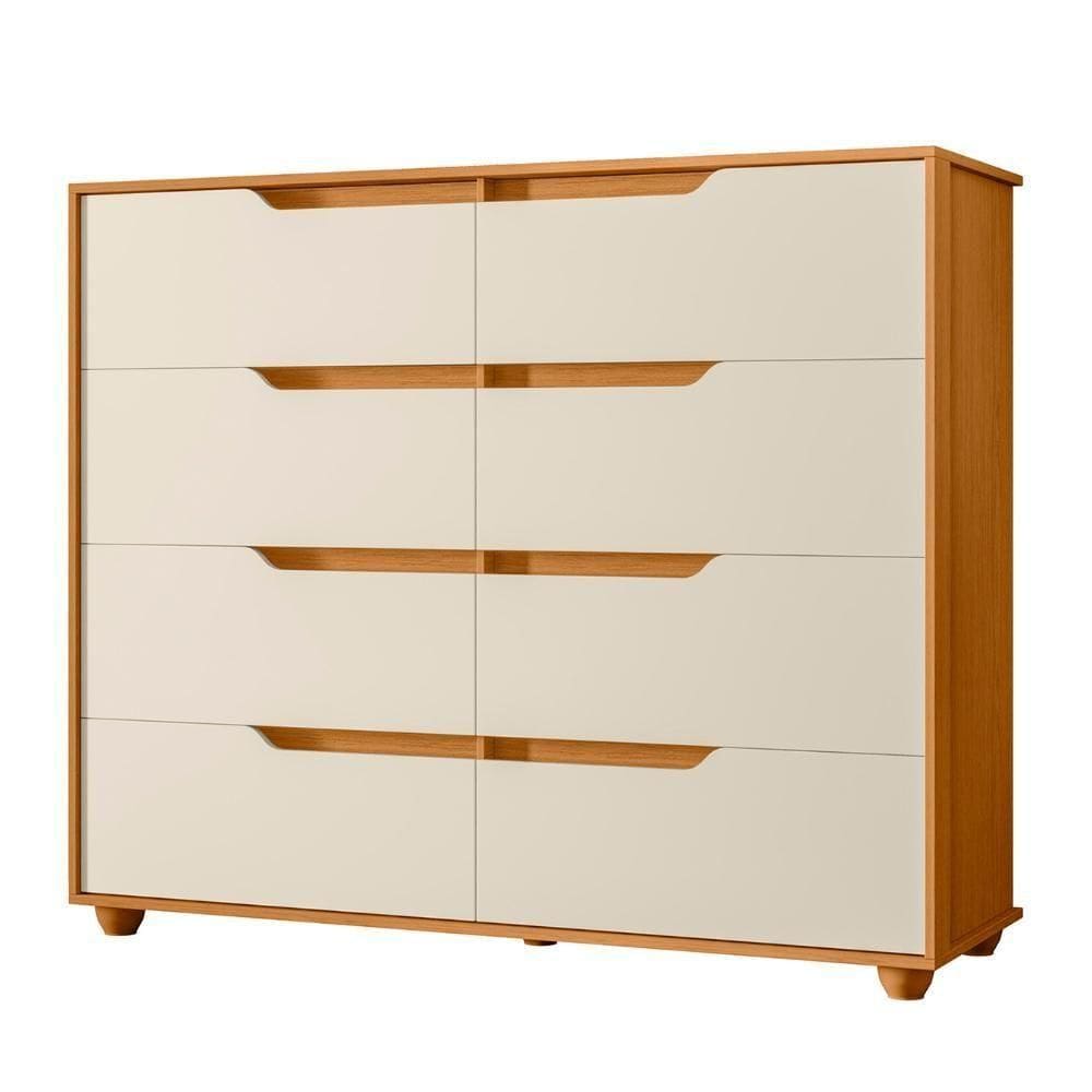 Cômoda Para Quarto 8 Gavetas 136cm Doble Off/cinamomo - Albatroz