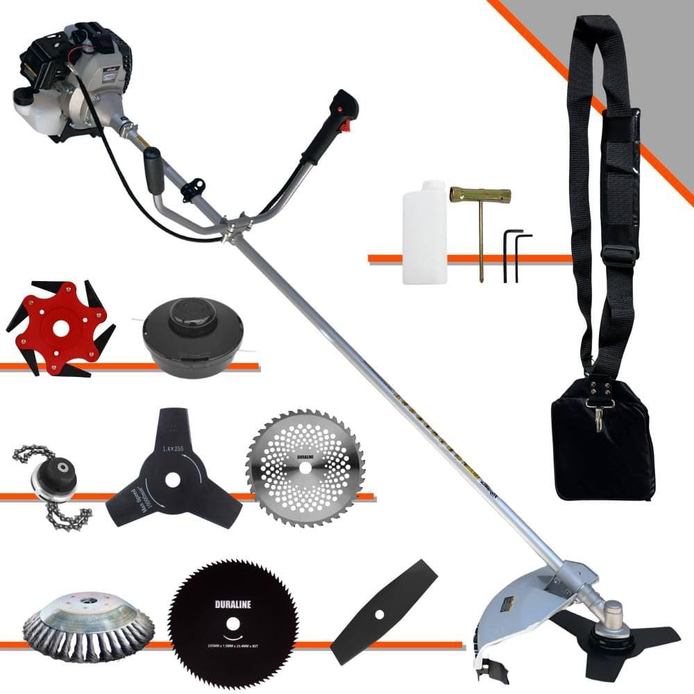 Roçadeira Com Sistema Antivibração Robusta À Gasolina Toyama TBC43H 43cc 2 Tempos 12000rpm 1,7HP de Potência Roçadeira Completa Com 8 Opções de Cortes