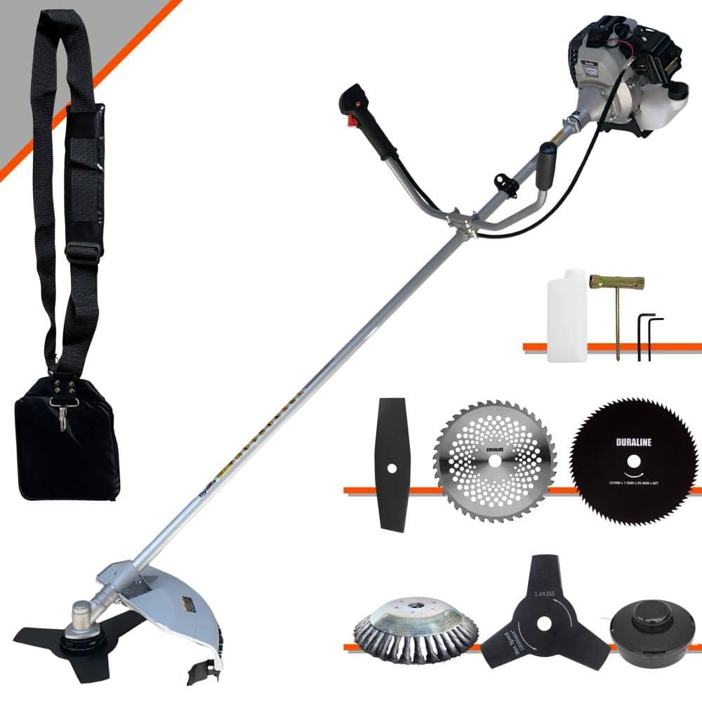 Roçadeira Profissional Com Sistema Antivibração À Gasolina 2T TBC43H Toyama 43cc 1,7HP Completa Com 6 Opções de Cortes Para Todos os Tipos de Trabalho