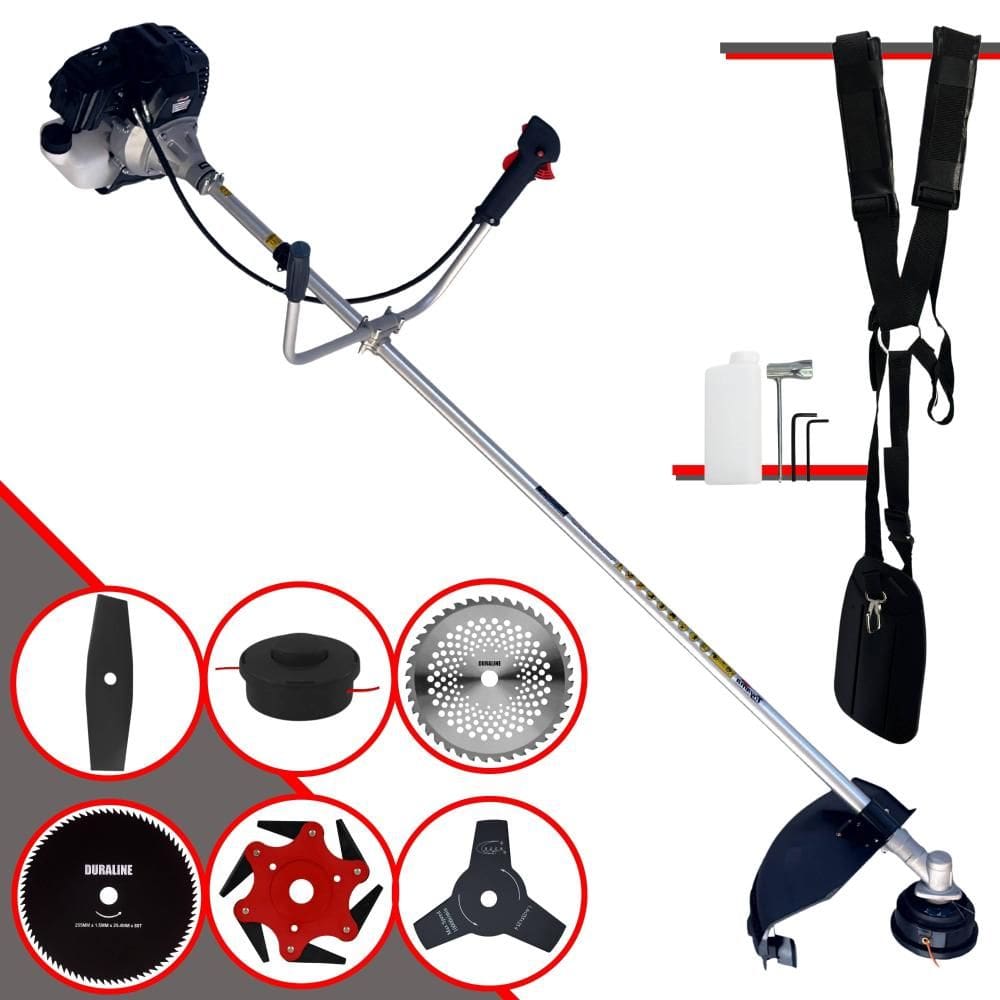 Roçadeira Com Sistema Antivibração Toyama RT43LB25A À Gasolina 43cc 1,7HP Com Carretel + Facas 2 Pontas + 3 Pontas + 6 Pontas + 40 Dentes + 80 Dentes