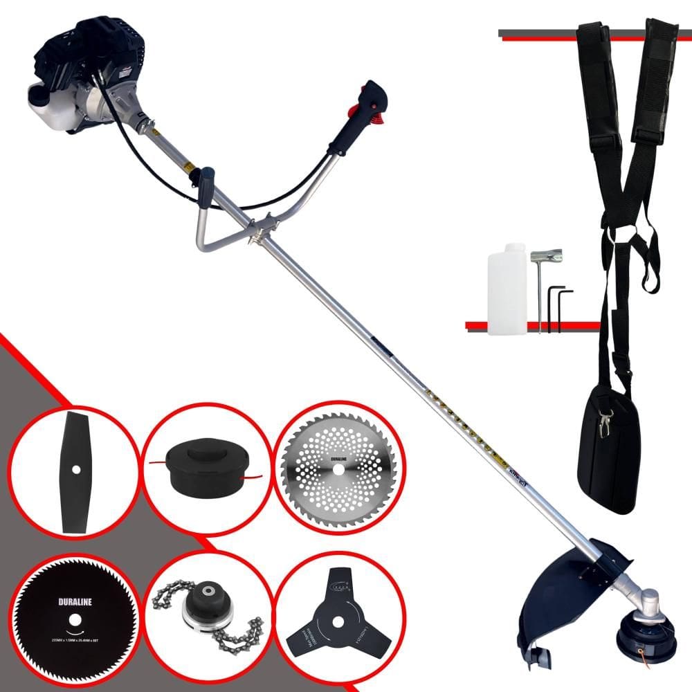 Roçadeira Com Sistema Antivibração Toyama RT43LB25A 43cc 1,7HP C/ Carretel e Faca 3 Pontas + Faca 2 Pontas + Faca 40 Dentes + Faca 80 Dentes + Trimmer