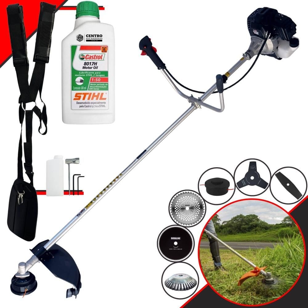 Roçadeira Multifuncional Com Sistema Anti-Vibração Toyama RT43LB25A À Gasolina 43cc 1,7HP de Potência 10.000rpm Completa 6 Em 1 + ÓLEO STIHL 8017 2T