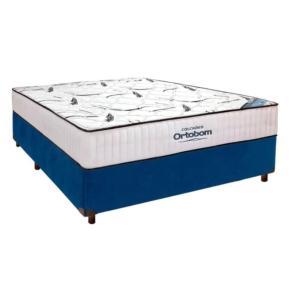 Cama Box Marrom + Colchão Casal High Foam Ortobom