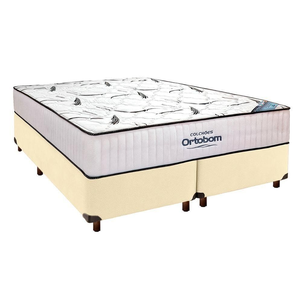 Cama Box Cinza + Colchão Queen High Foam Ortobom