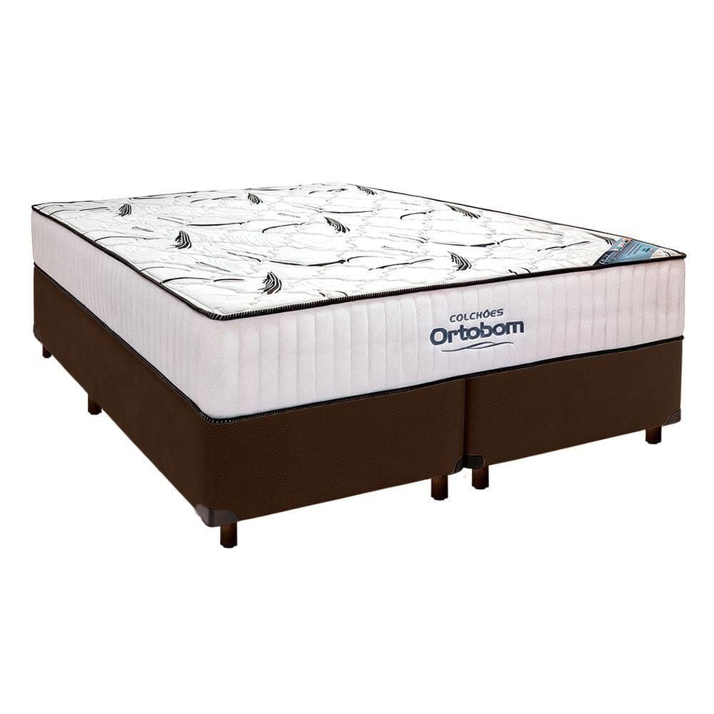 Cama Box Marrom + Colchão Queen High Foam Ortobom