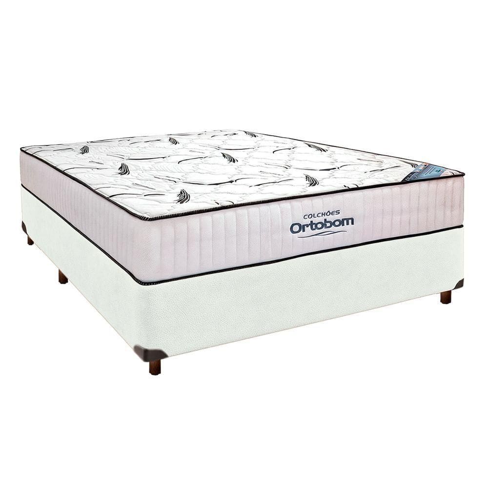 Cama Box Perola + Colchão Casal High Foam Ortobom