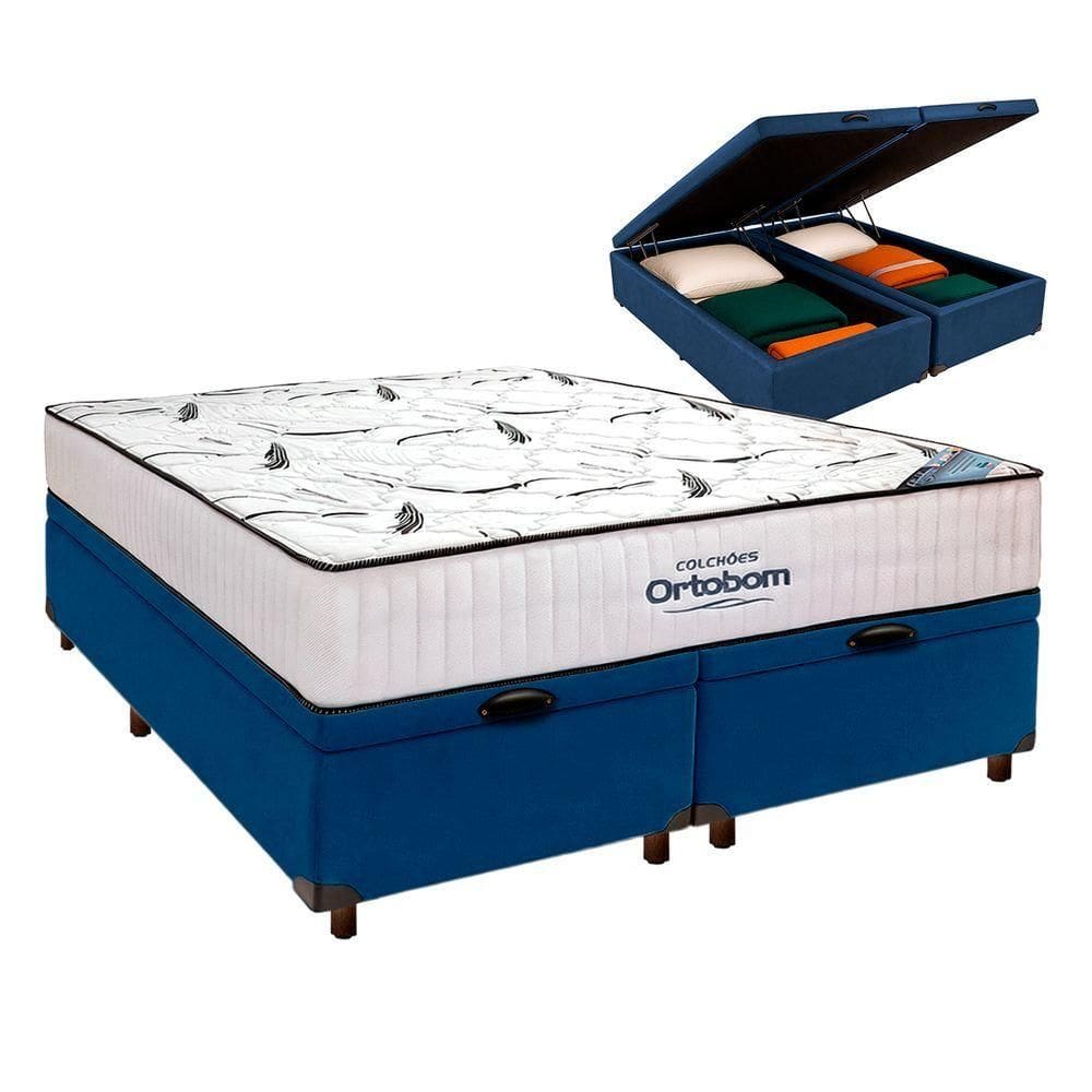 Cama Box Branco + Colchão Queen High Foam Ortobom