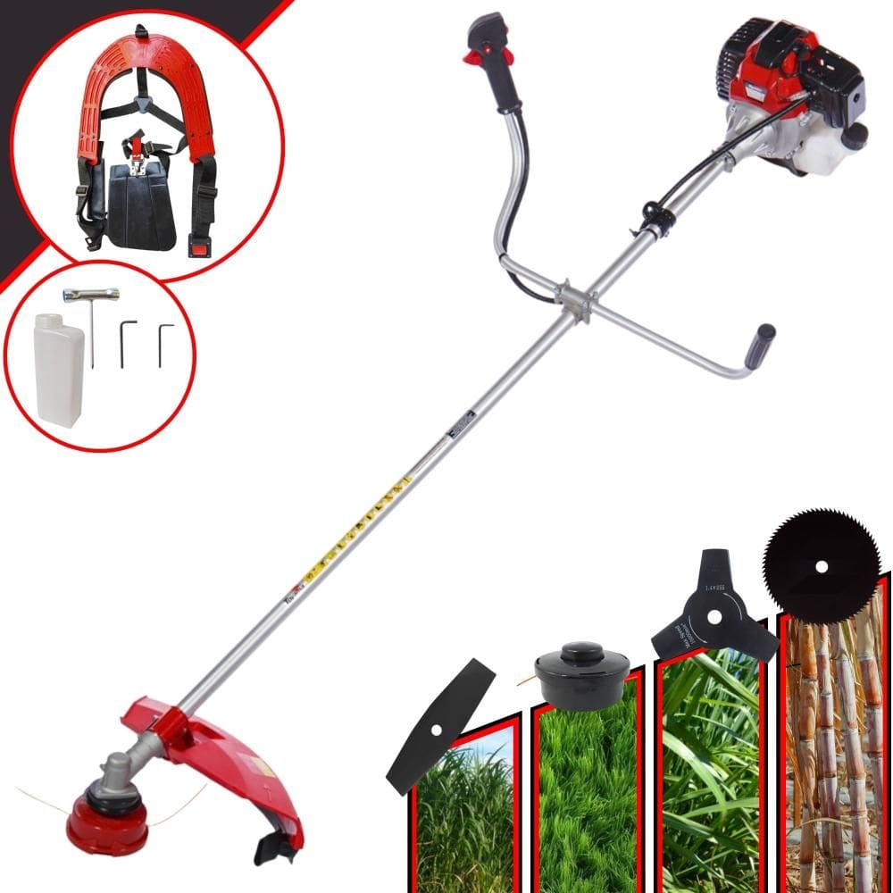 Roçadeira Com Sistema Anti-Vibração Toyama RT52L À Gasolina 2 Tempos 52cc 10.000rpm 2HP de Potência Com Kit 3 Lâminas de Corte e Cabeçote de Nylon