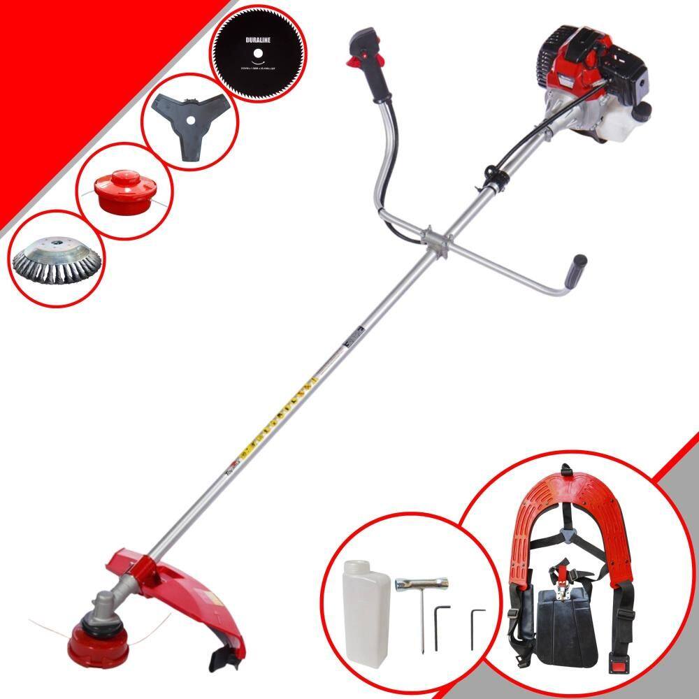 Roçadeira Cortador de Grama RT52L Toyama À Gasolina 52cc 2HP 10.000rpm Com Carretel Nylon + Faca 3 Pontas + Faca 80 Dentes + Escova de Aço 38 Cerdas