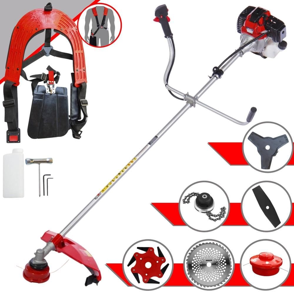 Roçadeira Robusta Toyama RT52L À Gasolina 52cc 2HP Alta Rotação Para Todos os Tipos de Trabalho Com Carretel de Nylon + Kit de 5 Lâminas de Cortes