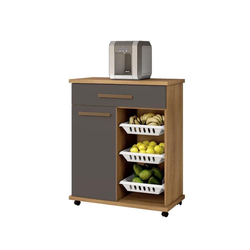 Armário De Cozinha Com Fruteira Goiânia Arte Móveis Cinamomo/grafite