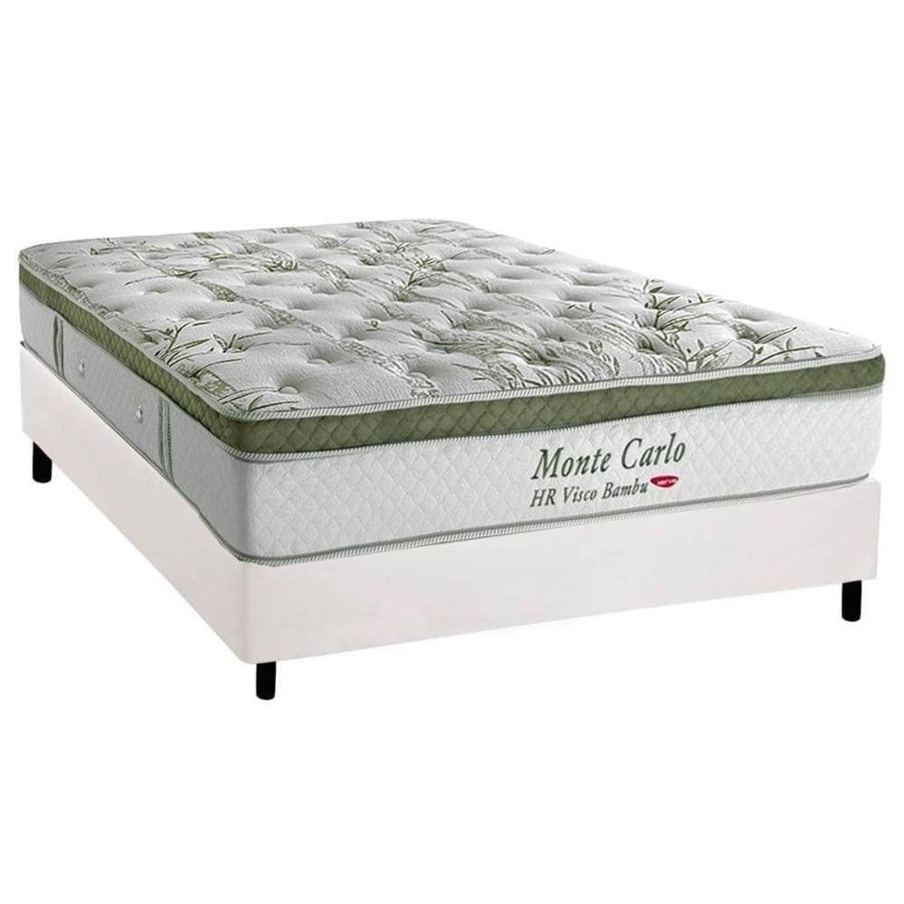 Cama Box Casal: Colchão Molas Ensacadas Herval Monte Carlo Visco + Base Crc Corano White (138x188)