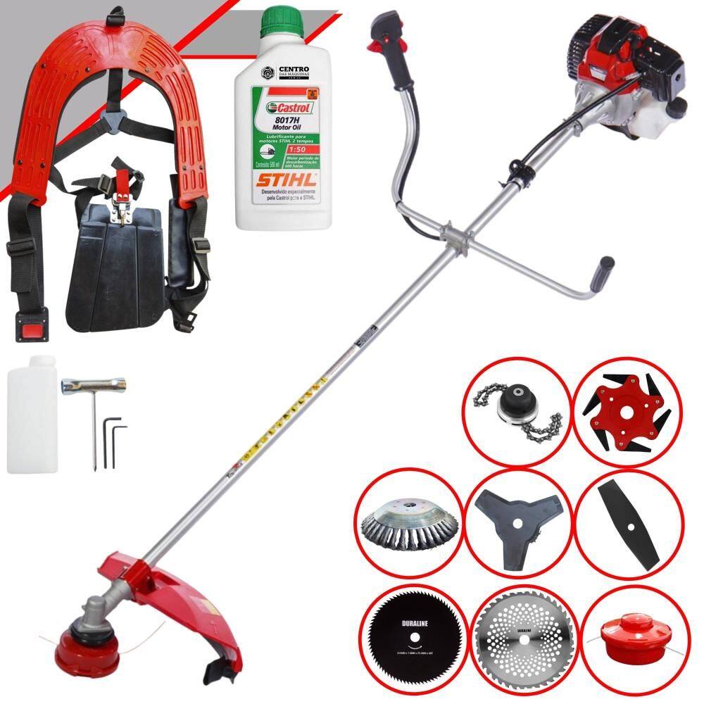Roçadeira Com Sistema Anti-Vibração Toyama RT52L À Gasolina 52cc 2HP 10.000rpm Completa Com Carretel de Nylon + 7 Opções de Corte + ÓLEO STIHL 2T