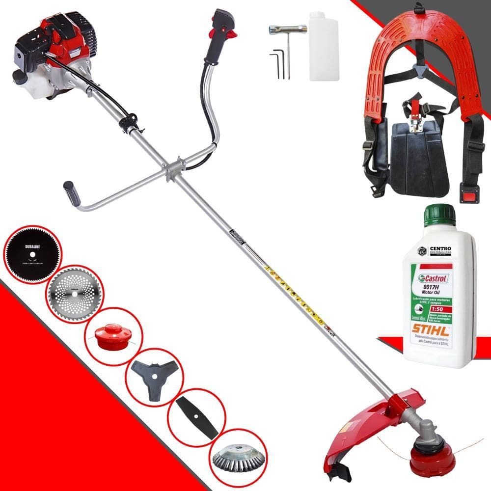 Roçadeira Multifuncional Com Sistema Anti-Vibração Toyama RT52L À Gasolina 52cc 2HP de Potência 10.000rpm Completa 6 Em 1 + ÓLEO STIHL 8017 2 Tempos