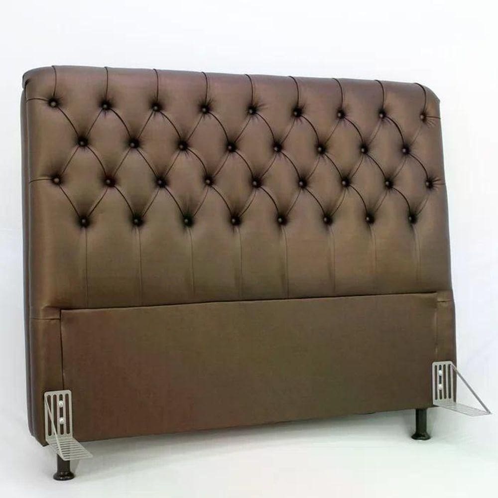 Cabeceira De Cama Box Casal Queen 158cm Pádua Couro Marrom