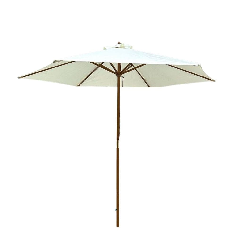 Ombrelone Central de Madeira 2,40 metros Redondo Branco Guarda Sol Piscina Importway Iwobcm-240 Br