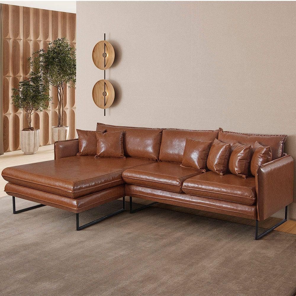 Sofá Jade Com Chaise Lateral Esquerda 2,84m Corino